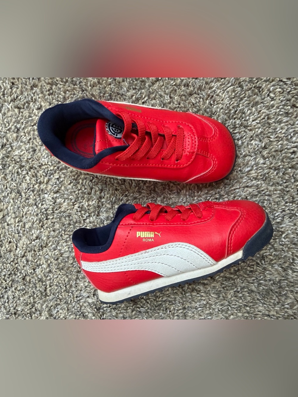 Puma Toddler Red and White Roma Sneakers